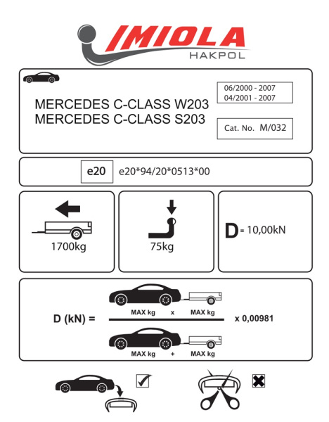 фото Фаркоп Imiola для Mercedes C-Class седан/универсал 2000-2007