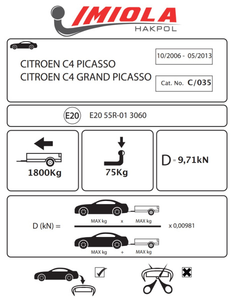 фото Фаркоп Imiola для Peugeot 5008 2009-