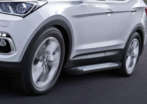 Фото Пороги алюминиевые Rival "Bmw-Style" для Hyundai Santa Fe 2012-2016-