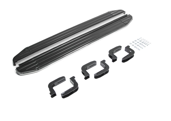 Фото Пороги алюминиевые Rival "Premium-Black" для Nissan Pathfinder 2004-2010-2014