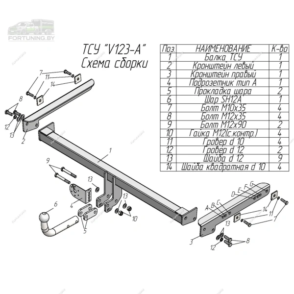 фото Фаркоп Leader Plus (Россия) для Skoda Yeti I (2009-2014)
