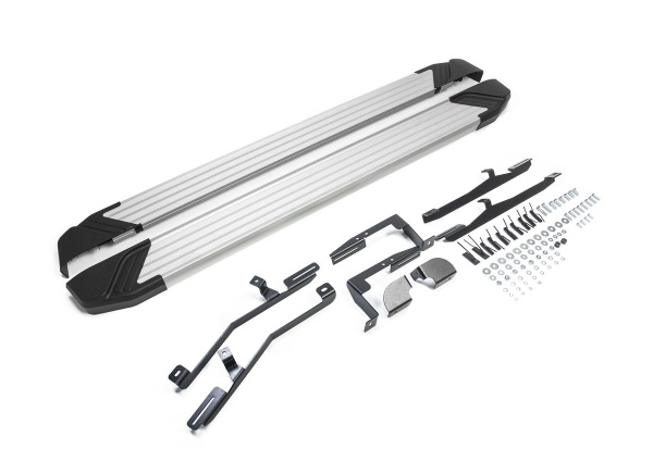 Фото Пороги алюминиевые Rival "Silver" для Hyundai Santa Fe 2012-2016-