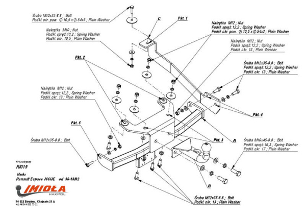 фото Фаркоп Imiola для Renault Espace 1997-2002, Renault Grand Espace 1997-2002