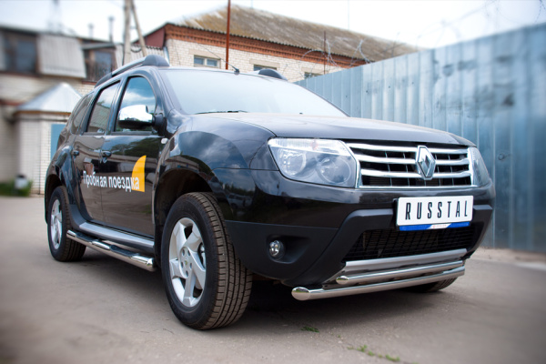 Фото Защита переднего бампера d63/42 (дуга) RENAULT Duster 4x4 2011-2014