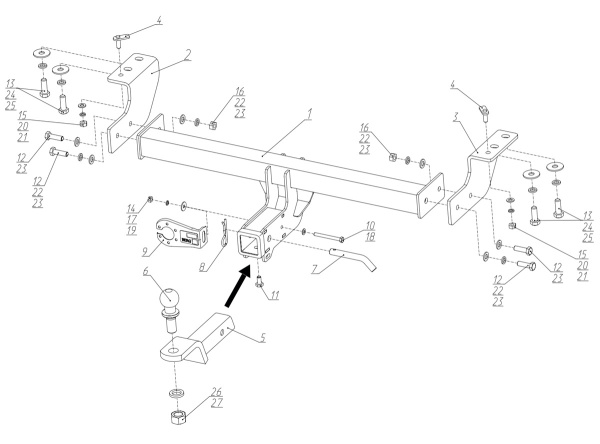 Фаркоп BERG «быстросъемный под квадрат» для Haval H3 I (2024-)