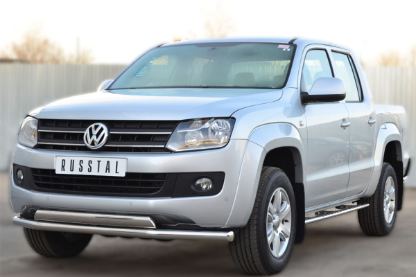 Фото Защита переднего бампера d63 (секции) 75х42 (дуга) VOLKSWAGEN Amarok 2009-2015