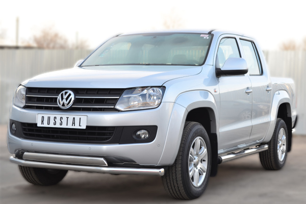 Фото Пороги труба d76 с накладкой (вариант 2) VOLKSWAGEN Amarok 2009-2015