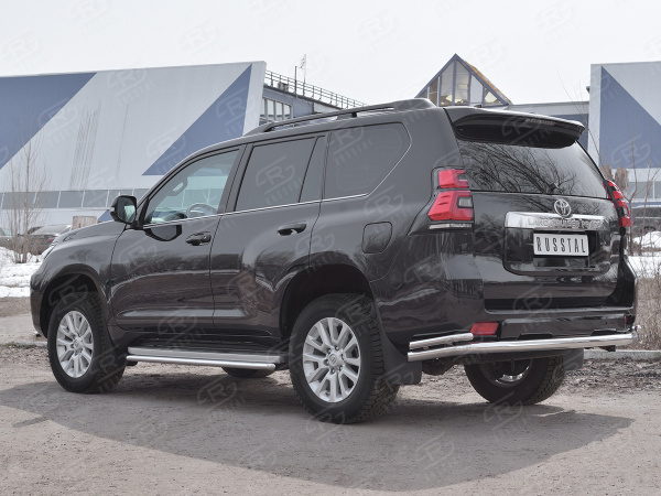 Фото Защита заднего бампера d63 секции d42 уголки TOYOTA LC PRADO 150 2017-