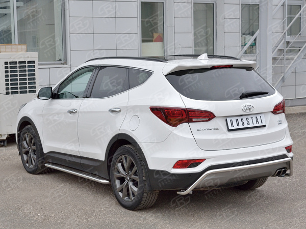 Фото Защита заднего бампера d42 волна под машину HYUNDAI SANTA FE PREMIUM 2015-2017