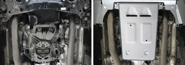 Фото Защита КПП и РК Rival для Audi A8 2017-н.в., алюминий 4 мм, с крепежом, 333.0347.1