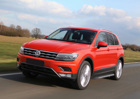 Пороги алюминиевые Rival "Premium" для Volkswagen Tiguan 2017-