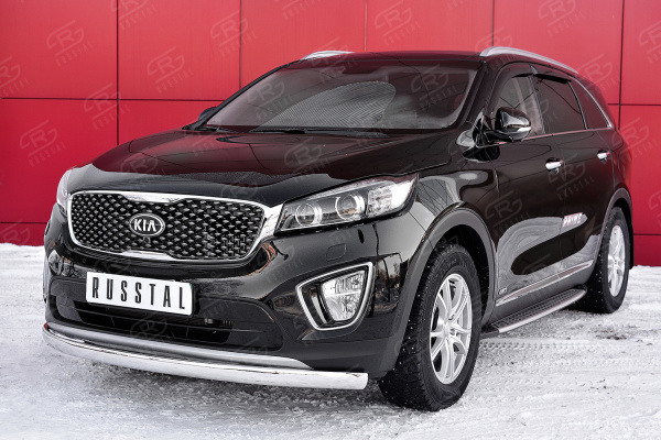 Фото Защита переднего бампера 75х42 дуга KIA SORENTO PRIME CRDI 2015-2018