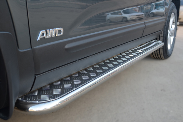 Фото Пороги труба d42 с листом (лист алюм, проф. нерж) (вариант 1) KIA Sorento 2012-