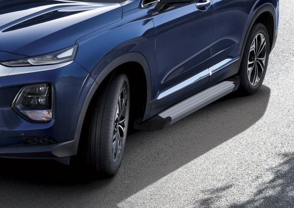 Фото Пороги алюминиевые Rival "Silver" для Hyundai Santa Fe 2018-
