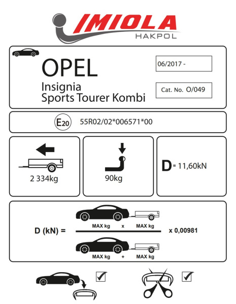 фото Фаркоп Imiola для Opel Insignia универсал sport tourer (2017-)
