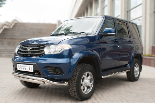 Фото Защита переднего бампера d63 (волна) d75х42 (дуга) UAZ Patriot 2014