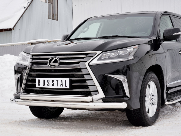 Фото Защита переднего бампера d76 секция-d63 дуга LEXUS LX450d-LX570 2015 (кроме F-Sport)