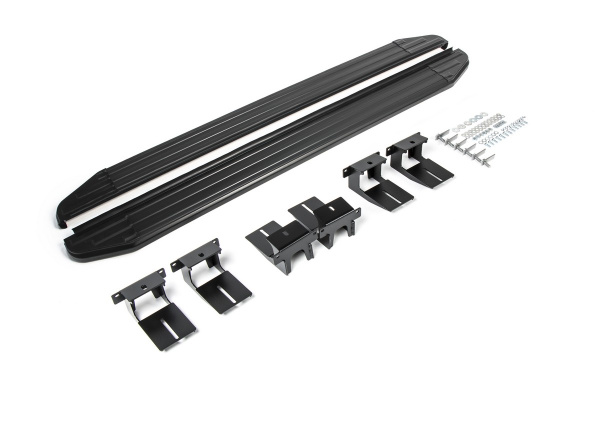 Фото Пороги алюминиевые Rival "Premium-Black" для Jeep Grand Cherokee 2010-2013-