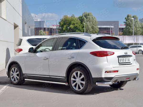 Фото Защита заднего бампера уголки d63 секция INFINITI QX 50 2016-2018