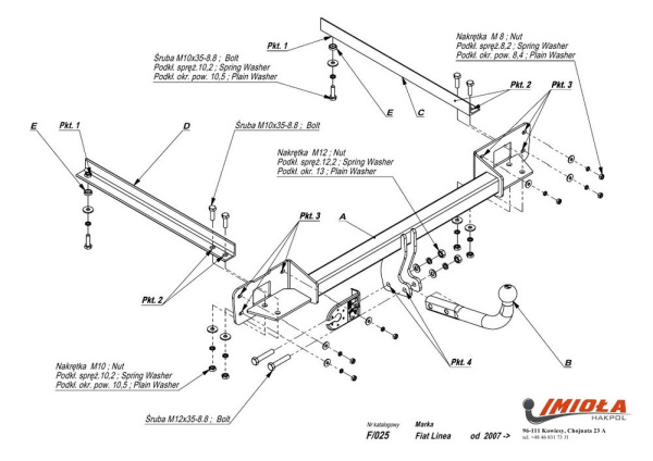 Фаркоп Imiola для FIAT Linea 2007-