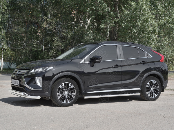 Фото Защита переднего бампера d63 секции-d75x42 дуга MITSUBISHI ECLIPSE CROSS 2018-