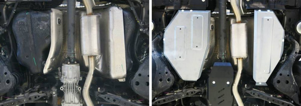 Фото Защита топливного бака Rival для Nissan X-Trail 4WD 2015-2018 2018-н.в., алюминий 4 мм, с крепежом, 333.4149.1