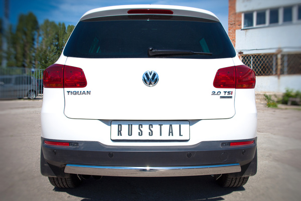 Фото Защита заднего бампера d75х42 овал VOLKSWAGEN Tiguan Sport & Style 2011-2016