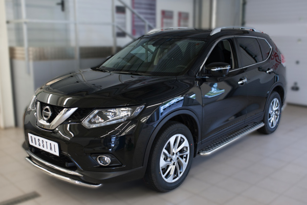 Фото Защита переднего бампера d42 (волна) NISSAN X-Trail 2015-2017
