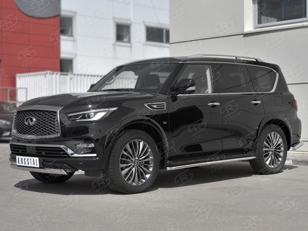 Фото Защита переднего бампера d75х42 дуга INFINITI QX80 2018-
