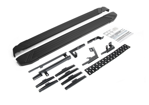 Фото Пороги алюминиевые Rival "Black" для Toyota Highlander 2014-2017-