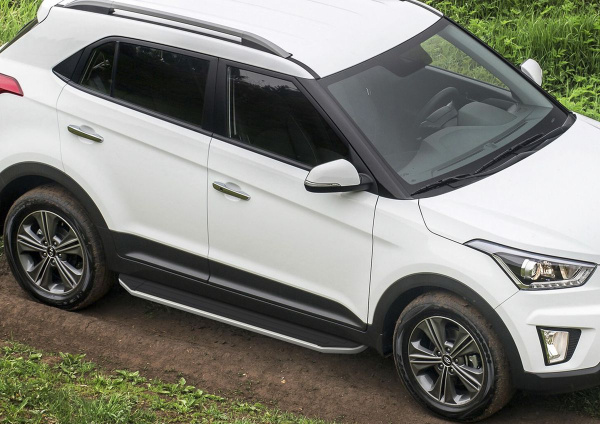Фото Пороги алюминиевые Rival "Premium" для Hyundai Creta 2016-
