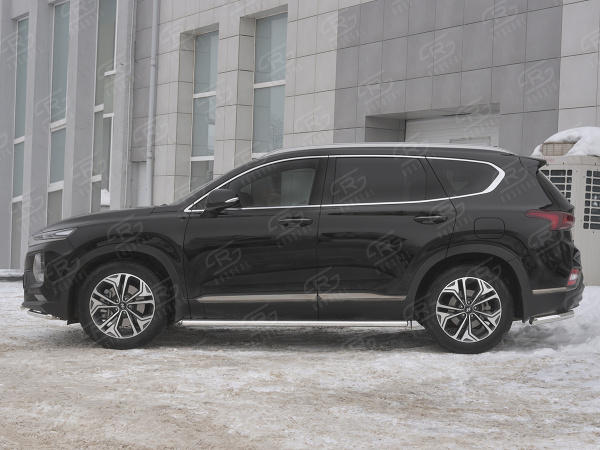 Фото Пороги труба 120х60 овал с проступью HYUNDAI SANTA FE 2018-