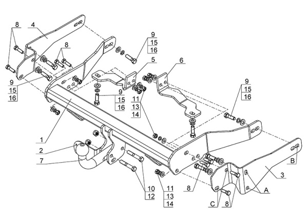 Фаркоп AvtoS для CHEVROLET Captiva (2013-2018)