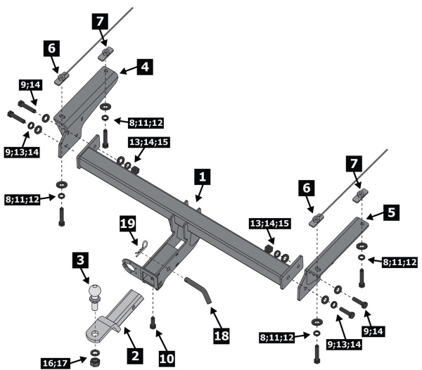 Фаркоп BERG «быстросъемный под квадрат» для Haval F7x I (2019-2024)