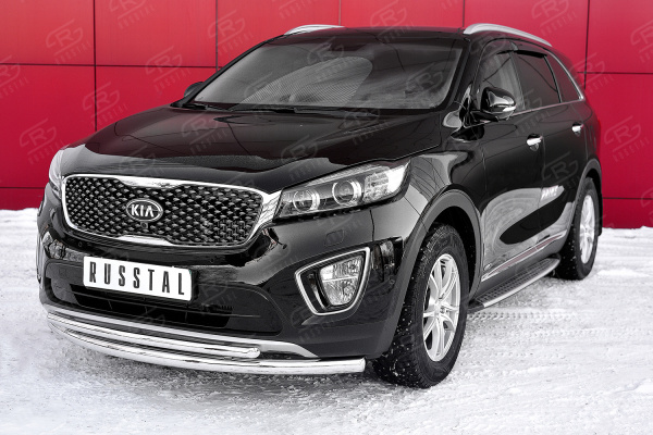 Фото Защита переднего бампера d63 дуга-Ф42 дуга KIA SORENTO PRIME CRDI 2015-2018