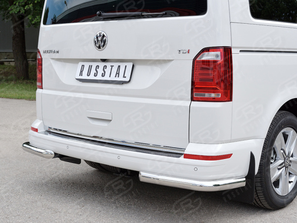 Фото Защита заднего бампера уголки d63 секция VOLKSWAGEN Caravella Transporter T6 2016 (длинная база)