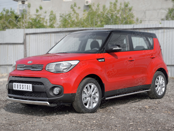 Фото Защита переднего бампера d75х42 дуга KIA SOUL 2017-