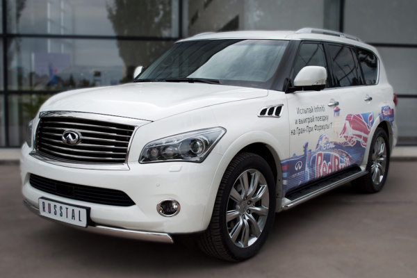 Фото Защита переднего бампера 75х42 овал INFINITI QX 56 2010-2014