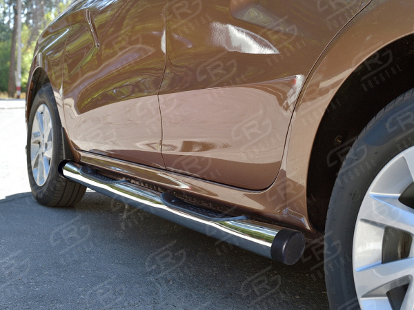 Фото Пороги труба d76 с накладкой (вариант 2) LADA XRay 2015