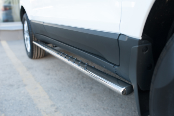 Фото Пороги труба 75х42 овал с проступью FORD ECOSPORT 2014-