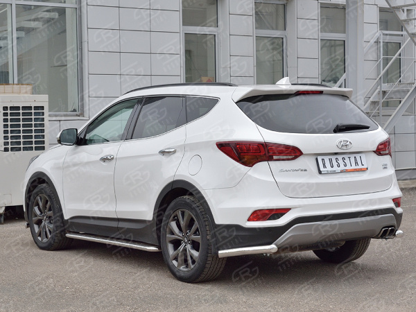 Фото Защита заднего бампера уголки d63 секция HYUNDAI SANTA FE PREMIUM 2015-2017
