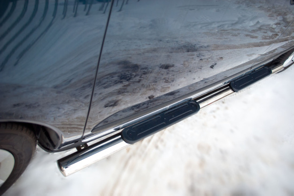 Фото Пороги труба d75х42 овал с накладками PEUGEOT 3008 2009-2013