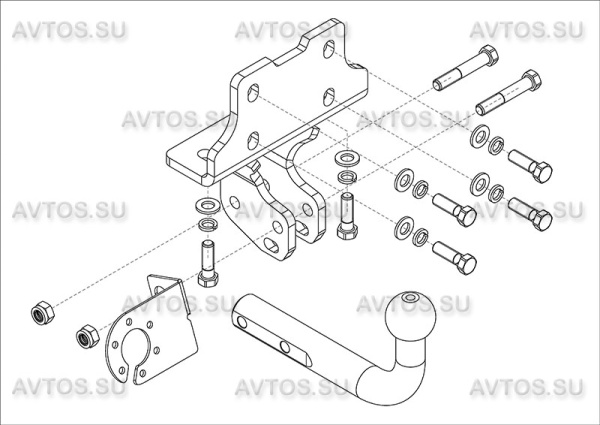фото Фаркоп Avtos для Toyota Land Cruiser Prado 150 «до и 1 рестайлинг» (2009-2017)