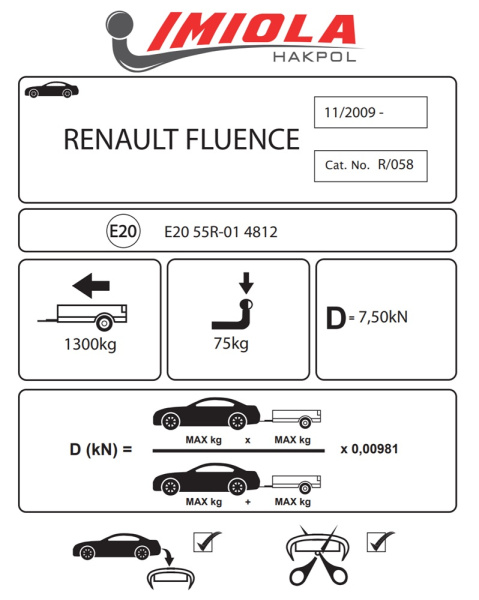 фото Фаркоп Imiola для Renault Fluence 2009-