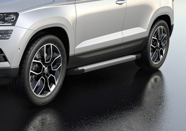 Фото Пороги алюминиевые Rival "Silver" для Skoda Karoq 2020-н.в.