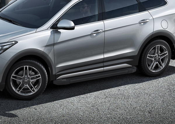 Фото Пороги алюминиевые Rival "Black" для Hyundai Grand Santa Fe 2012-2016-