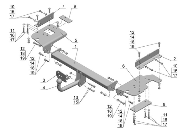 фото Фаркоп AvtoS для KIA Sportage (2004-2010)