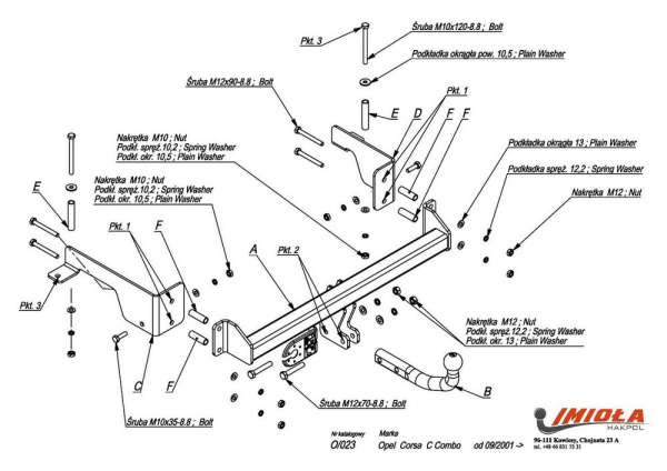 фото Фаркоп Imiola для Opel Combo 2001-2012