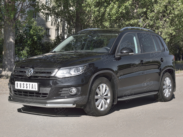 Фото Защита переднего бампера d63 секции VOLKSWAGEN Tiguan Sport & Style 2011-2016