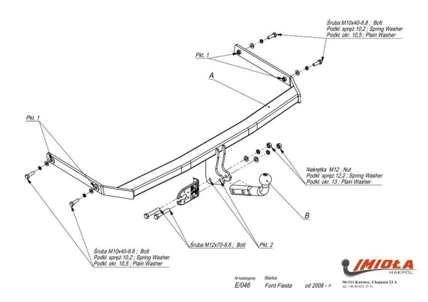Фаркоп Imiola для Ford Fiesta хетчбек (2008-2017)